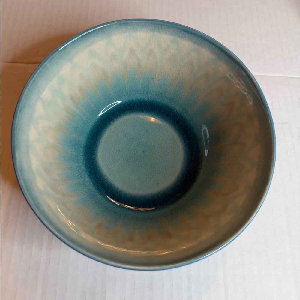 Baum Shibori Aqua Blue Patterned Soup Salad Cereal Bowl Ceramic 6”